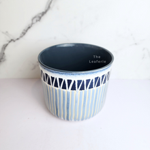 Load image into Gallery viewer, The Leaferie Isidora ceramic blue flowerpot.
