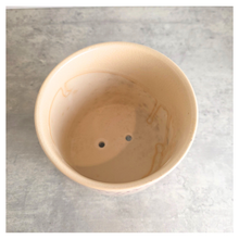 Load image into Gallery viewer, Iris planter with floral pattern on a marble surface, featuring the brand 'LEAFERIE'.
