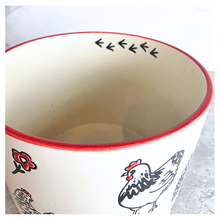 Load image into Gallery viewer, Nilo Ceramic pot with chicken design on a marble background, featuring the brand 'LEAFERIE'.
