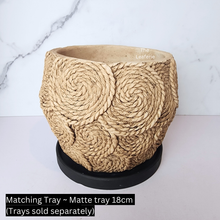 Load image into Gallery viewer, The Leaferie Parker cement pot with rattan rope.
