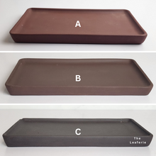 Load image into Gallery viewer, The Leaferie Rectangular tray for bonsai pot. 3 colours . Front view of all 3 colours
