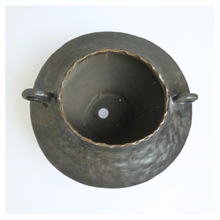 Load image into Gallery viewer, Leaferie SIgnature Black ceramic Flowerpot with handles on a white surface, branded &#39;Leaferie&#39;.
