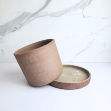 Load image into Gallery viewer, The Leaferie Yana Terracotta pot with tray. rustic dark brown colour

