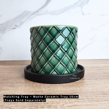 Load image into Gallery viewer, The Leaferie Zivaa Green criss cross ceramic pot
