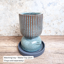 Load image into Gallery viewer, The Leaferie Hunter blue wine glass flowerpot. ceramic material
