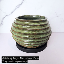 Load image into Gallery viewer, The Leaferie Truette flowerpot. green ceramic
