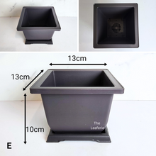 Load image into Gallery viewer, The Leaferie plastic Bonsai pots with trays. rectangular and square shape. Black Colour
