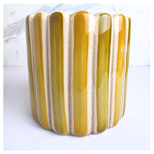 Load image into Gallery viewer, Vera Ceramic planter with striped design on a white background, featuring the brand 'LEAFAERIE'.
