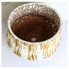 Load image into Gallery viewer, Alba big Ceramic planter with textured design on a marble background, featuring the brand &#39;LEAFERIE&#39;.
