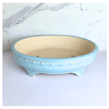 Load image into Gallery viewer, Bonsai series 86 . 2 ceramic bonsai pots in blue and green on a white background with &#39;LEAFERIE&#39; branding.
