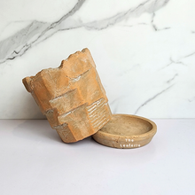 Load image into Gallery viewer, The Leaferie Yngvild terracotta pot with tray. Rustic and rugger planter. front view with removable tray
