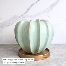 Load image into Gallery viewer, The Leaferie Mossen green ceramic pot. 

