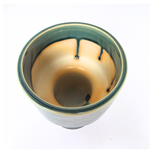 Load image into Gallery viewer, Marien Ceramic planter with striped design on a white surface, featuring the brand &#39;LEAFERIE&#39;.
