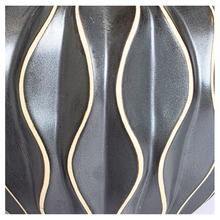 Load image into Gallery viewer, Leaferie signature Ravene Black flowerepot with wavy design. ceramic
