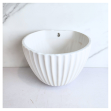 Load image into Gallery viewer, Niva Wall Hanging white ceramic Pot &#39;LEAFERIE&#39; branding on a marble background
