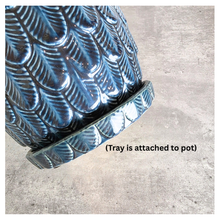 Load image into Gallery viewer, Quince Blue textured planter with 'Quince' text and 'LEAFERIE' branding on a light background
