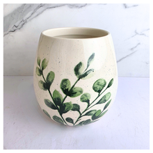 Load image into Gallery viewer, celia green leaf design flowerpot featuring the brand 'LEAFERIE'.

