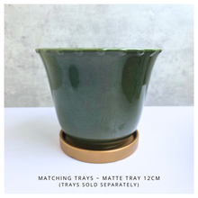 Load image into Gallery viewer, Alto Green ceramic planter with &#39;LEAFERIE&#39; branding on a light gray background
