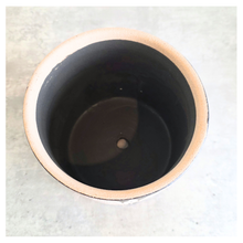 Load image into Gallery viewer, Verdelle Two ceramic pots with leaf pattern on a gray surface, branded 'LEAFTERIE'.
