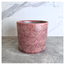 Load image into Gallery viewer, The Leaferie Freya flowerpot green and red floral pot. ceramic material
