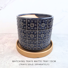 Load image into Gallery viewer, The Leaferie Aroha blue ceramic pot.

