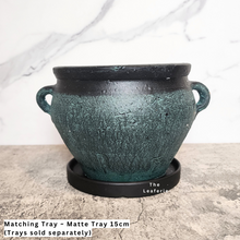 Load image into Gallery viewer, The Leaferie Phelan blue and black pot with ear. ceramic material

