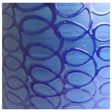 Load image into Gallery viewer, A close-up of a blue translucent material with an irregular, interlocking bubble or honeycomb-like pattern outlined in darker purple-blue.
