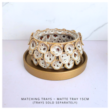 Load image into Gallery viewer, Handmade dune Decorative pot with circular design on a white background, featuring the brand &#39;LEAFAERIE&#39;.
