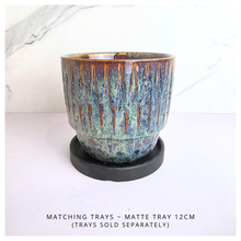 Load image into Gallery viewer, Cielo Ceramic pot with textured surface on a white background, featuring the brand &#39;LEAFAERIE&#39;.

