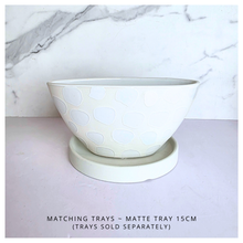 Load image into Gallery viewer, Ophel White ceramic pot with decorative pattern on a marble surface, featuring the LEAFERIE brand.
