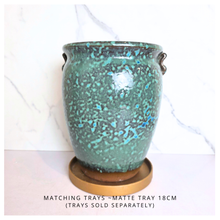 Load image into Gallery viewer, Oro Speckled green ceramic vase with 'LEAFAERIE' branding on a white background
