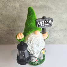 Load image into Gallery viewer, The Leaferie Aldon Gnome garden decoration with led lamp. resin material
