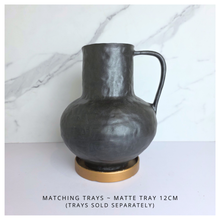 Load image into Gallery viewer, Kuro Leaferie Signature Black ceramic pitcher with &#39;Leaferie&#39; 
