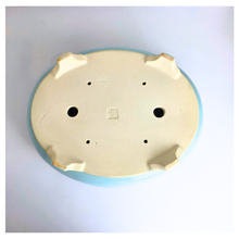 Load image into Gallery viewer, Bonsai series 86 . 2 ceramic bonsai pots in blue and green on a white background with &#39;LEAFERIE&#39; branding.
