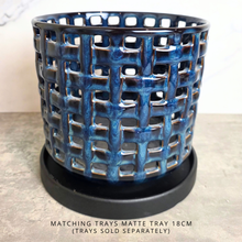 Load image into Gallery viewer, The Leaferie Tavra handmade ceramic blue pot.
