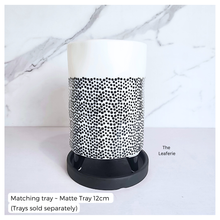 Load image into Gallery viewer, The Leaferie dottie black polka dot ceramic tall flowerpot.
