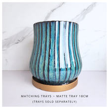 Load image into Gallery viewer, The Leaferie Auree blue ceramic pot.
