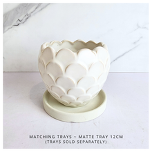 Load image into Gallery viewer, Nalya Heart-shaped ceramic planter with scalloped edge on a light background, featuring the LEAFERIE brand.
