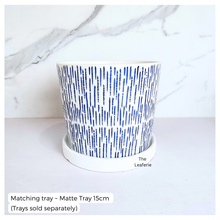 Load image into Gallery viewer, The Leaferie Marin blue and white ceramic pot.

