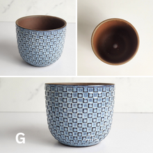 Load image into Gallery viewer, The Leaferie Mini Pots Series 6 . 12 mini pot designs . ceramic small planter. View of design G
