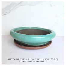Load image into Gallery viewer, The Leaferie Bonsai 99. round green ceramic pot
