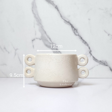 Load image into Gallery viewer, The Leaferie Aki Plant pot ceramic white pot with 4 handles. front view size
