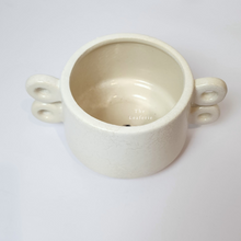 Load image into Gallery viewer, The Leaferie Aki Plant pot ceramic white pot with 4 handles. top view
