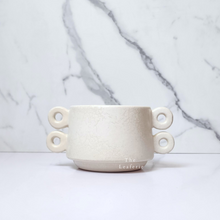 Load image into Gallery viewer, The Leaferie Aki Plant pot ceramic white pot with 4 handles. front view

