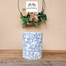 Load image into Gallery viewer, The Leaferie tall chinoserie plant pot. front view
