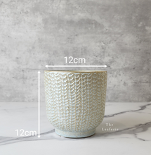 Load image into Gallery viewer, The Leaferie Lei plant pot. cream ceramic. front view size
