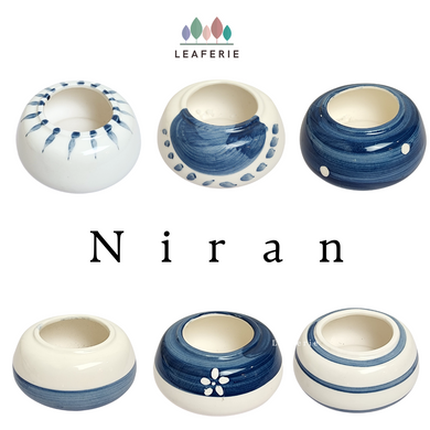 The Leaferie Niran mini plant pot. 6 designs made from ceramic. succulent pots . Front view of 6 designs