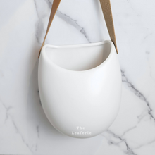 Load image into Gallery viewer, The Leaferie Pari wall hanging plant pot. white colour without drainage hole
