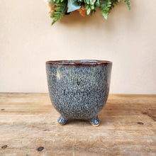 Load image into Gallery viewer, The Leaferie Lazarin blue ceramic pot with leg

