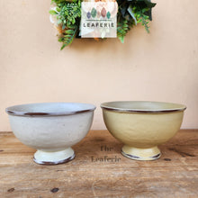 Load image into Gallery viewer, The Leaferie Grainne pot. 2 colours beige and yellow. ceramic shallow pot

